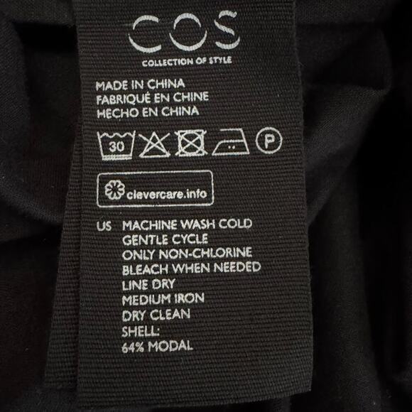 NWT COS Black Asymmetric Gathered Hem Long Sleeve Dress - Picture 10 of 11